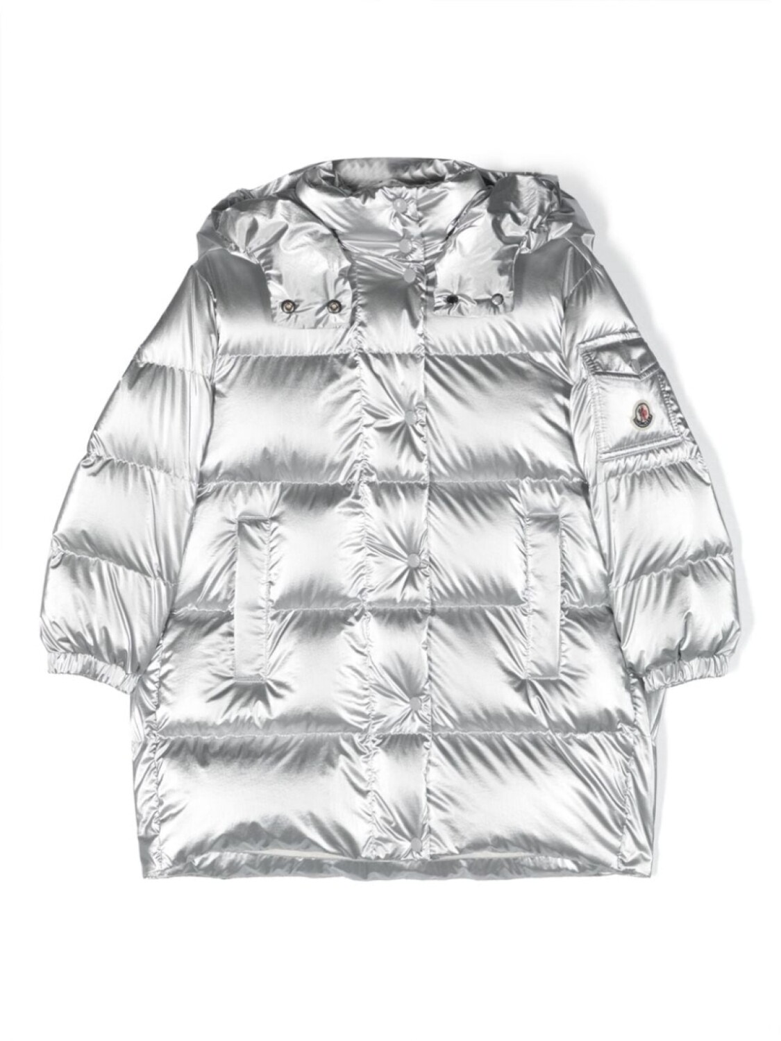 

Moncler Enfant глянцевый пуховик Amra, серебристый