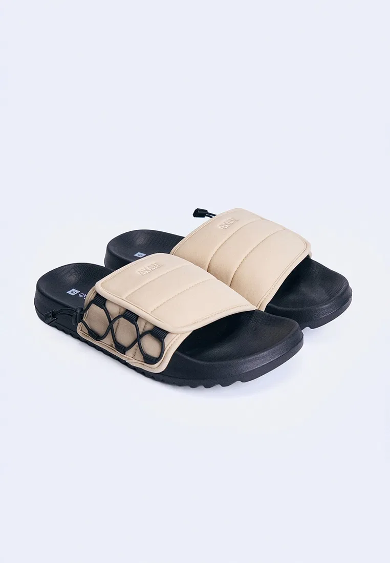 Мужские сандалии-слайды на липучке, Velcro, однотонные Oxgn, хаки — фото 2