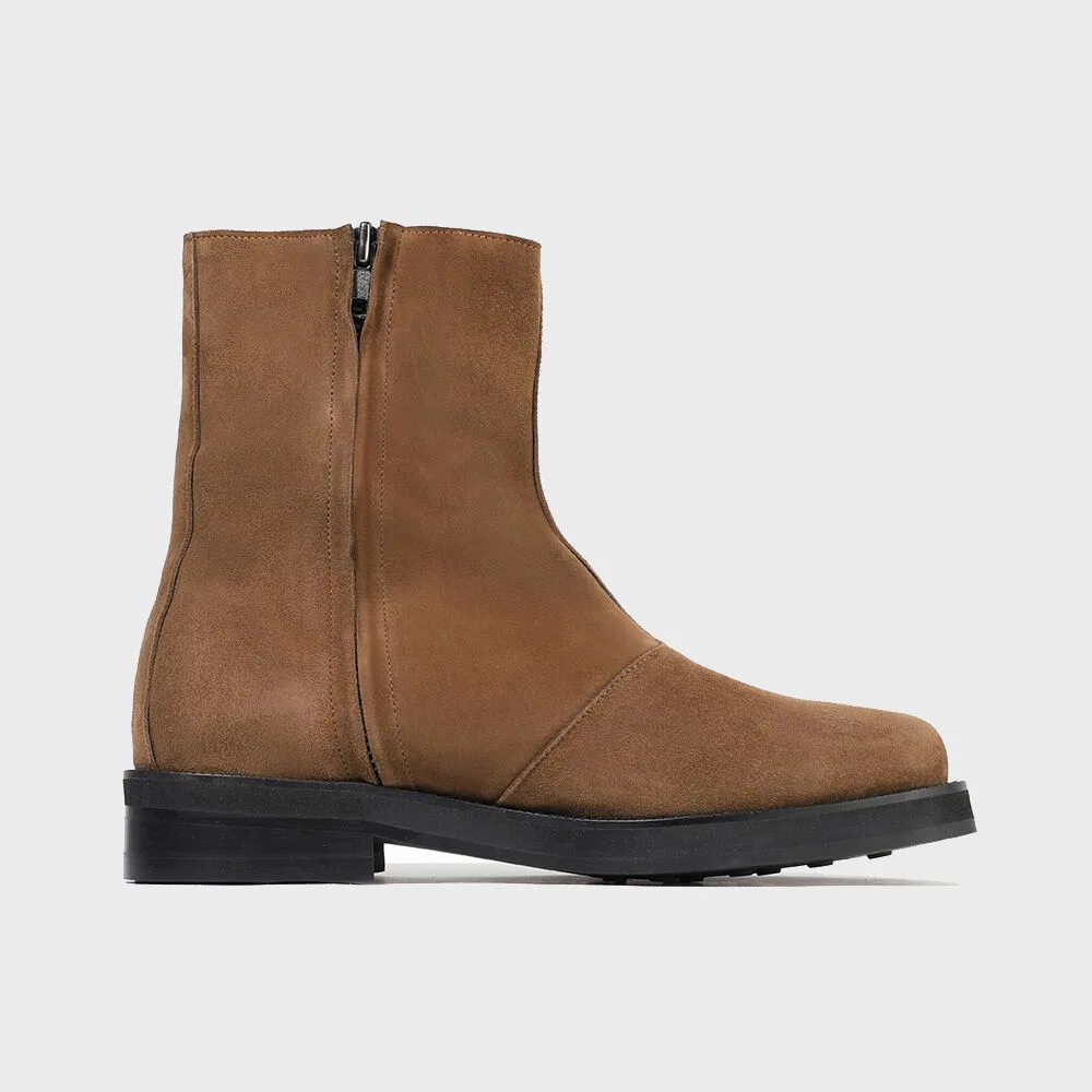 Мужские замшевые ботинки на молнии Mid Brown с подошвой Vibram от Firenze.A — фото 3