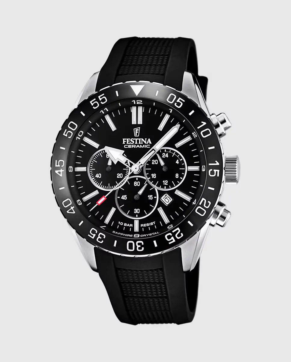 

F20515/2 Мужские керамические черные резиновые часы Festina, черный