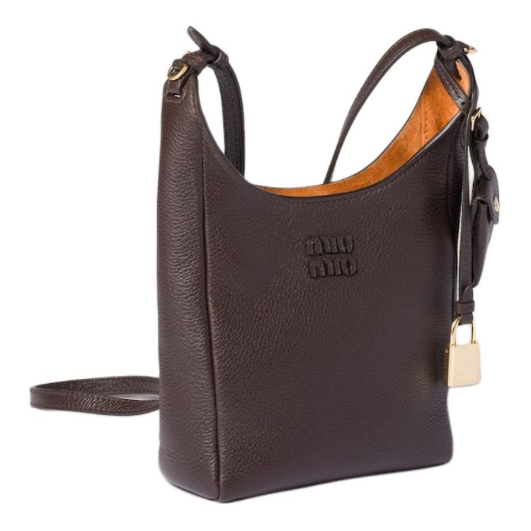 MIU MIU Женская сумка через плечо из телячьей кожи Dark Brown & Wood Melon — фото 2