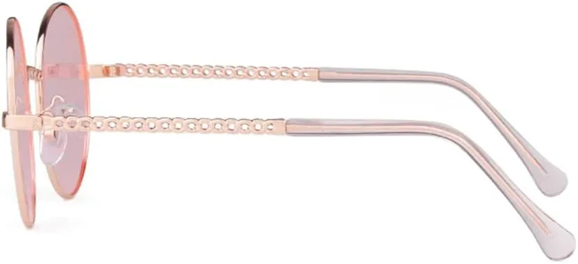 

Солнцезащитные очки с круглой цепочкой для женщин в винтажном ретро-стиле, с плоской верхней частью, женские солнцезащитные очки HDUBFY, C2 Gold Fade Tea