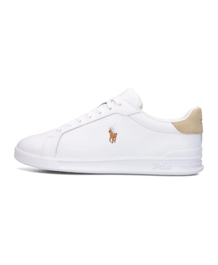 

Белые низкие кроссовки с бежевой накладкой на пятке Polo Ralph Lauren, белый