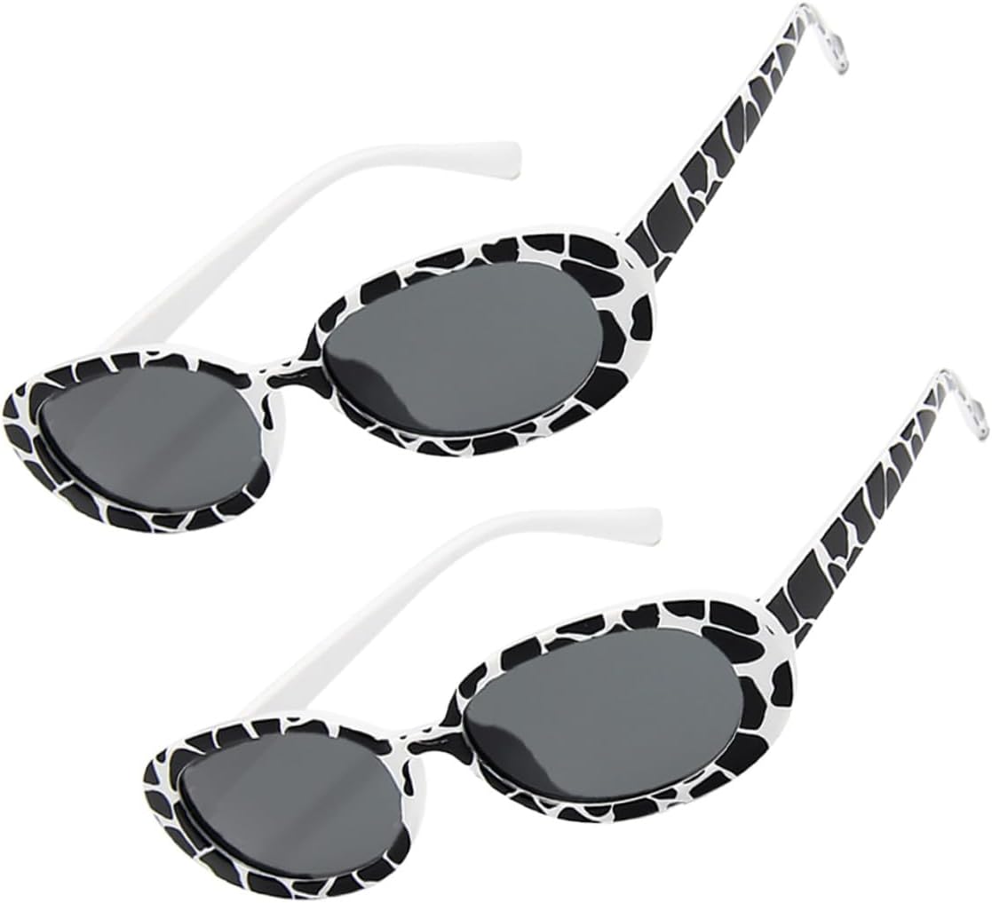 

2 пары солнцезащитных очков с принтом под коровью шкуру для женщин, маленькие, декоративные, в винтажном стиле, легкие, для вечеринок Holibanna, Assorted Color -Robust build: made from durable materials