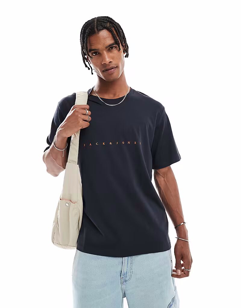 

Футболка Jack & Jones с логотипом спереди темно-синего цвета