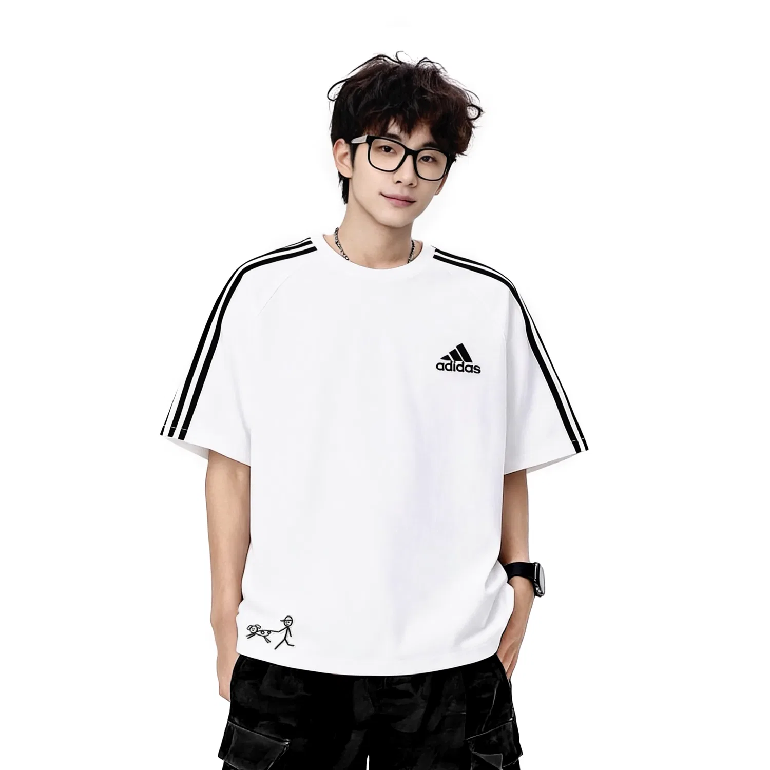 Футболка Adidas Timely Dog Walking белая — фото 3