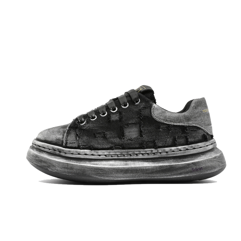 

TELENT Амортизирующие и дышащие мужские кеды низкие потертые черные, цвет Distressed Black
