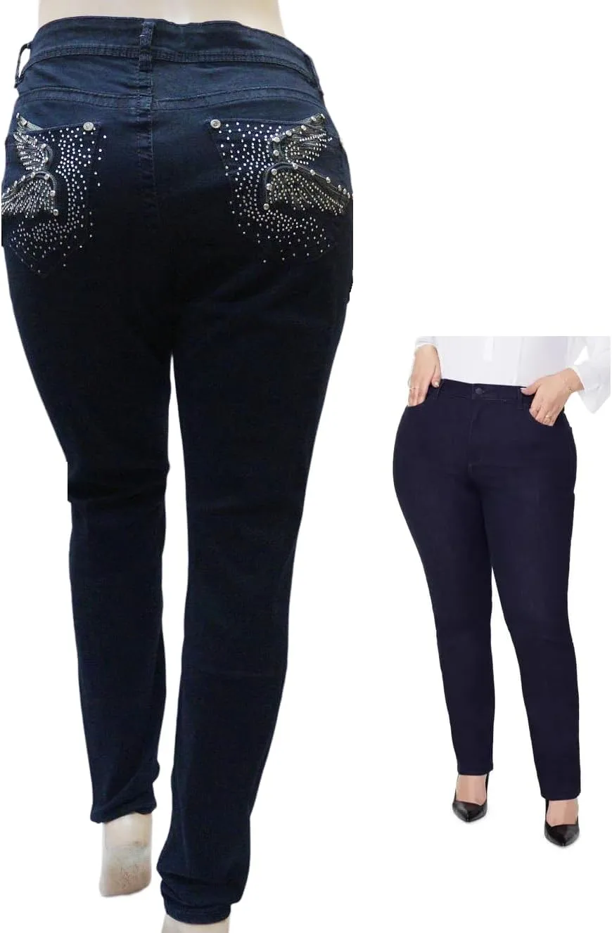 

Jack David /Rock & Stone джинсы для женщин Plus Size Stretch Premium Blue Black Denim