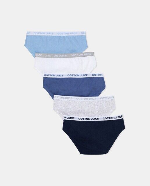 Комплект из пяти однотонных детских трусов Cotton Juice, мультиколор — фото 3