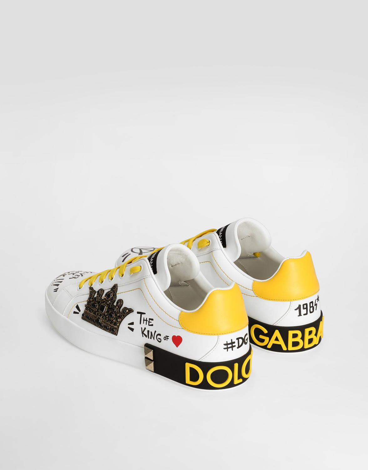 Кроссовки Portofino из телячьей кожи наппа DOLCE & GABBANA, мультиколор — фото 3