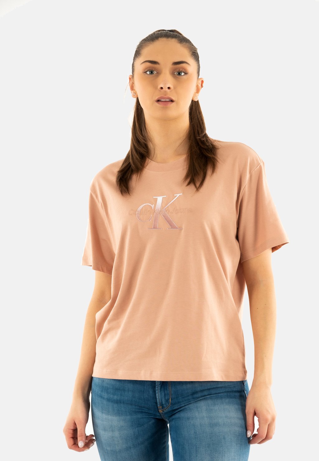 

Футболка с принтом EMBROIDERED MONOLOGO Calvin Klein Jeans, светло-розовый