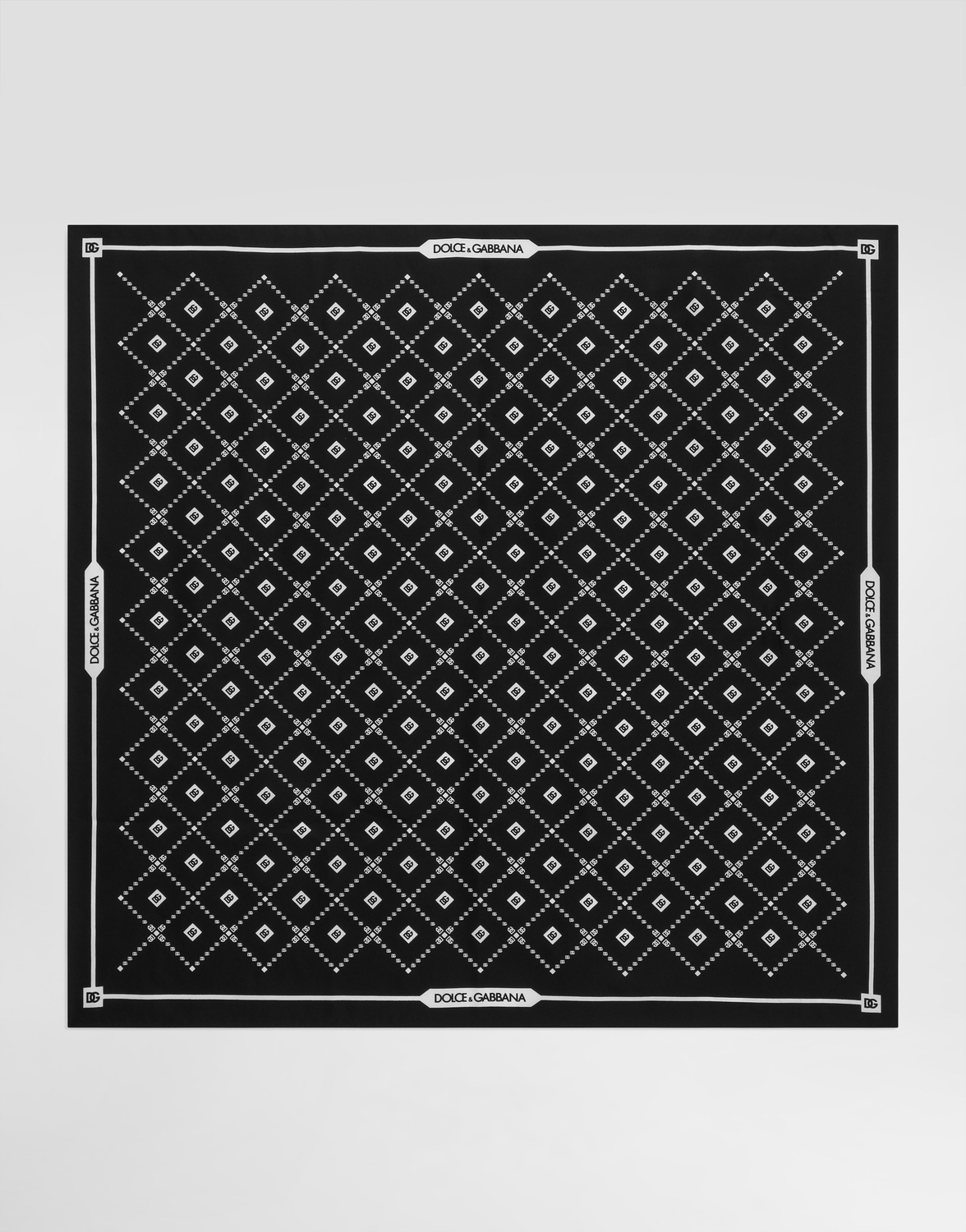 

Шарф из шелкового твила 70x70 с микро-узором и логотипом Dolce & Gabbana, мультиколор