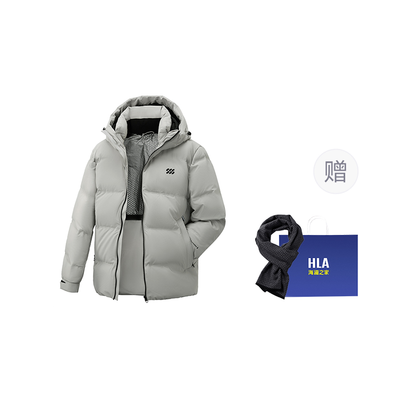 

HLA Пионер серия мужская пуховая куртка, Light Gray 6C (Scarf Combo)