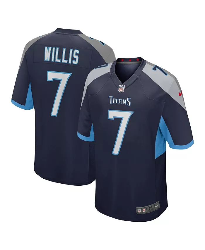 

Мужская игровая футболка Malik Willis, Tennessee Titans, выбор драфта НФЛ 2022 Nike, синий
