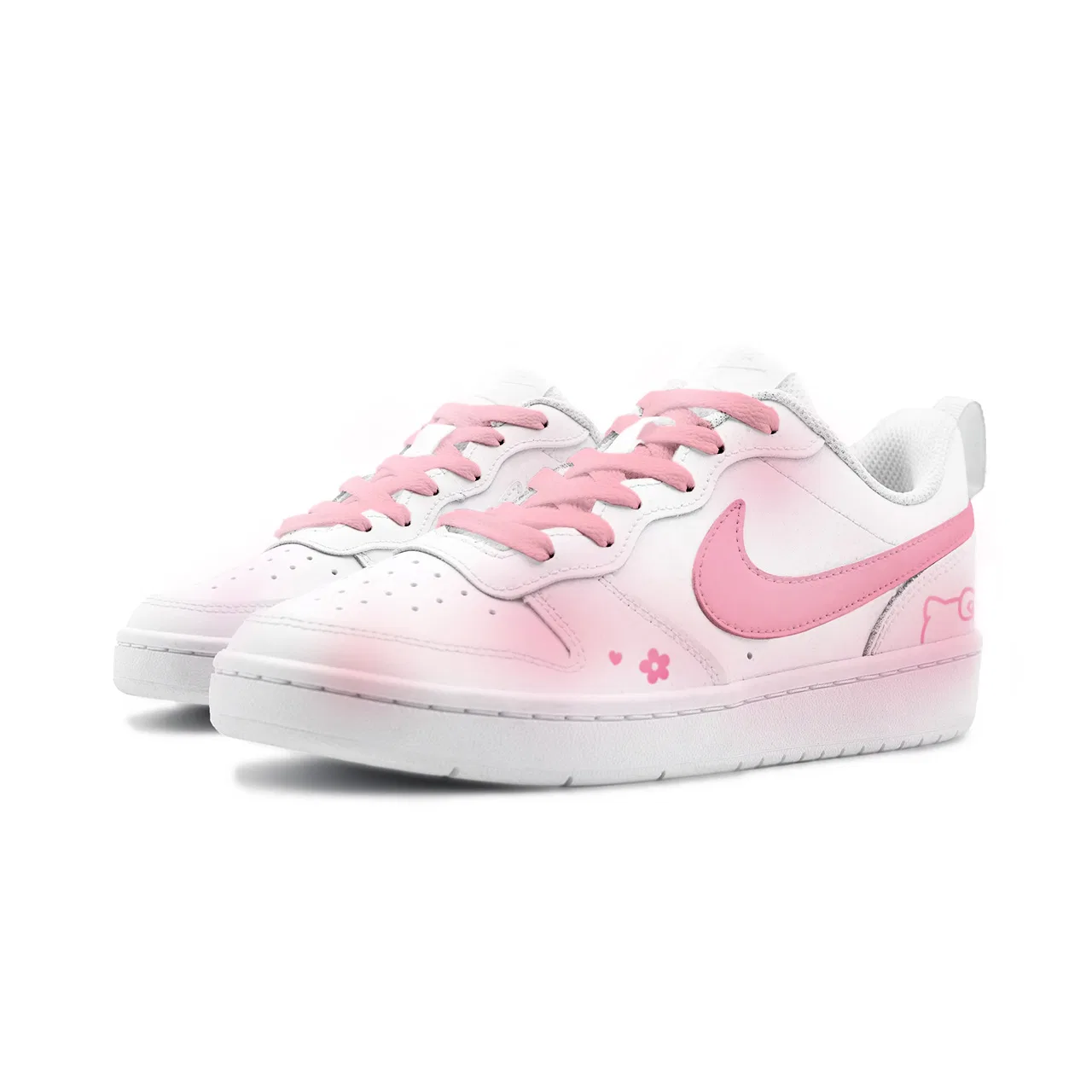 Кроссовки для скейтбординга детские Court Borough Yixuan Manufacturing Sweetheart Gummies Leather Slip Resistant Low top Nike, Pink White — фото 4