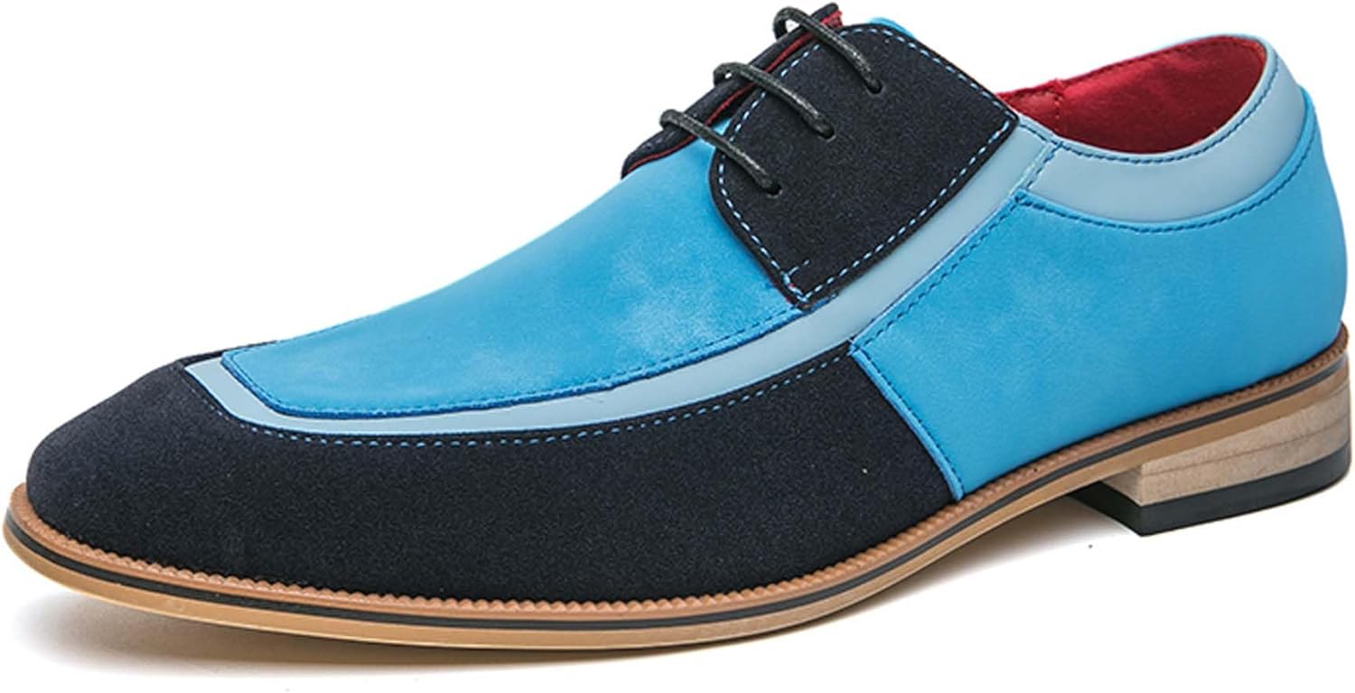 

Мужские оксфорды с шнуровкой, формальная обувь, модная кожаная, дизайн с контрастными цветами, классическая подошва, верх плоский, для бизнеса, офиса, униформы, свадьбы, костюм, дерби Generic, синий