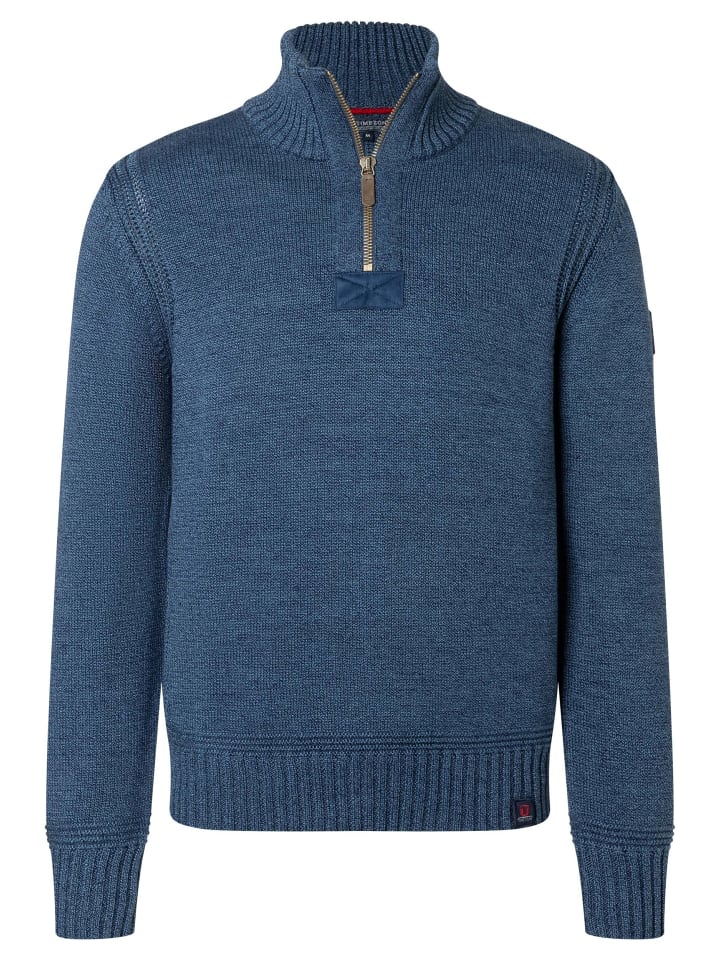 

Высококачественный вязаный свитер с застежкой-молнией синего цвета. Timezone