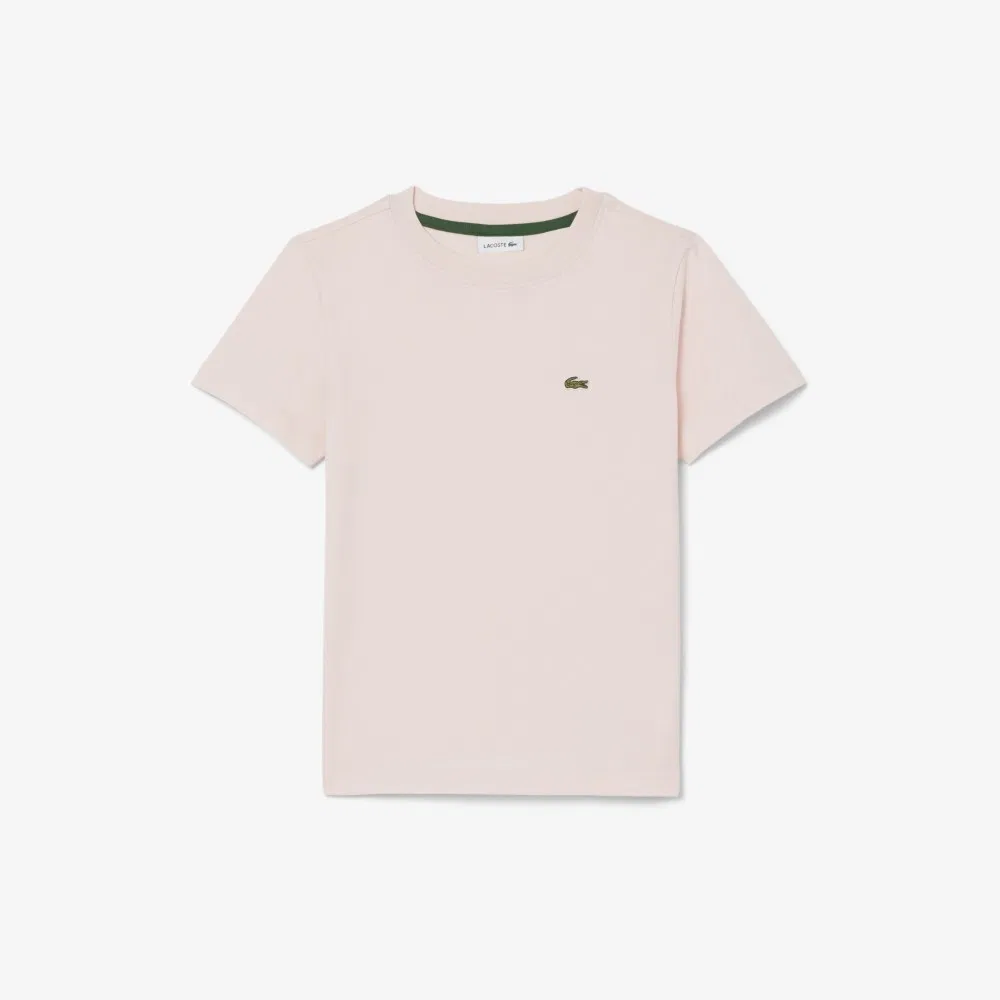Детская базовая хлопковая футболка Lacoste, светло-розовая — фото 3
