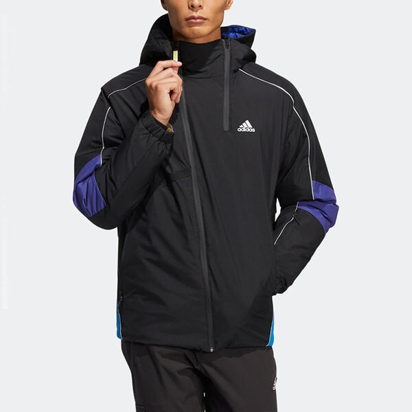 Пуховик Adidas Outdoor Sports Hooded Down Jacket 'Royal Blue', черный — фото 2