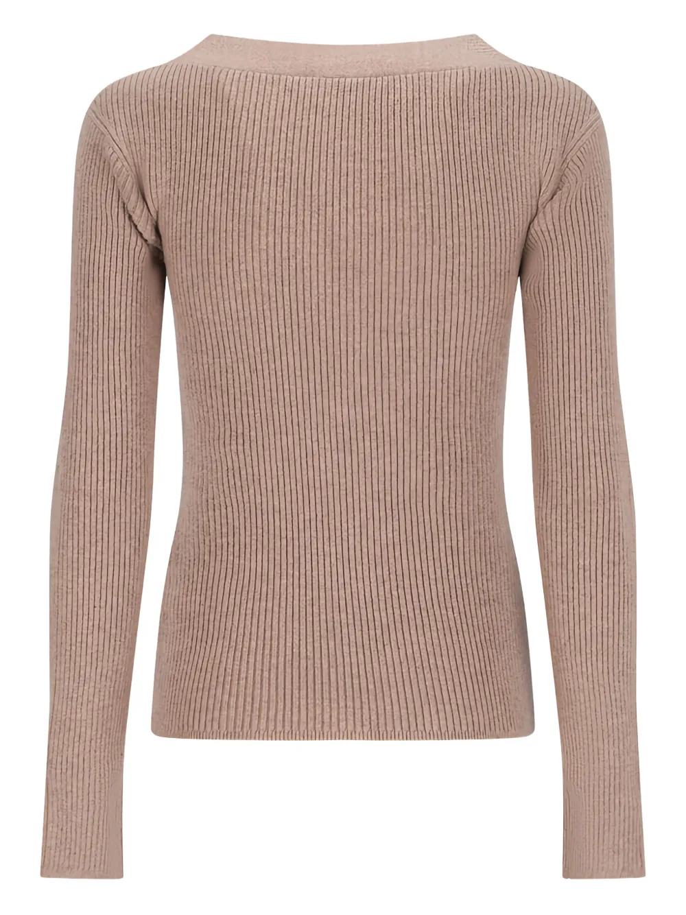 Кардиган с V-образным вырезом и ребристой вязкой Max Mara, нейтральный — фото 2