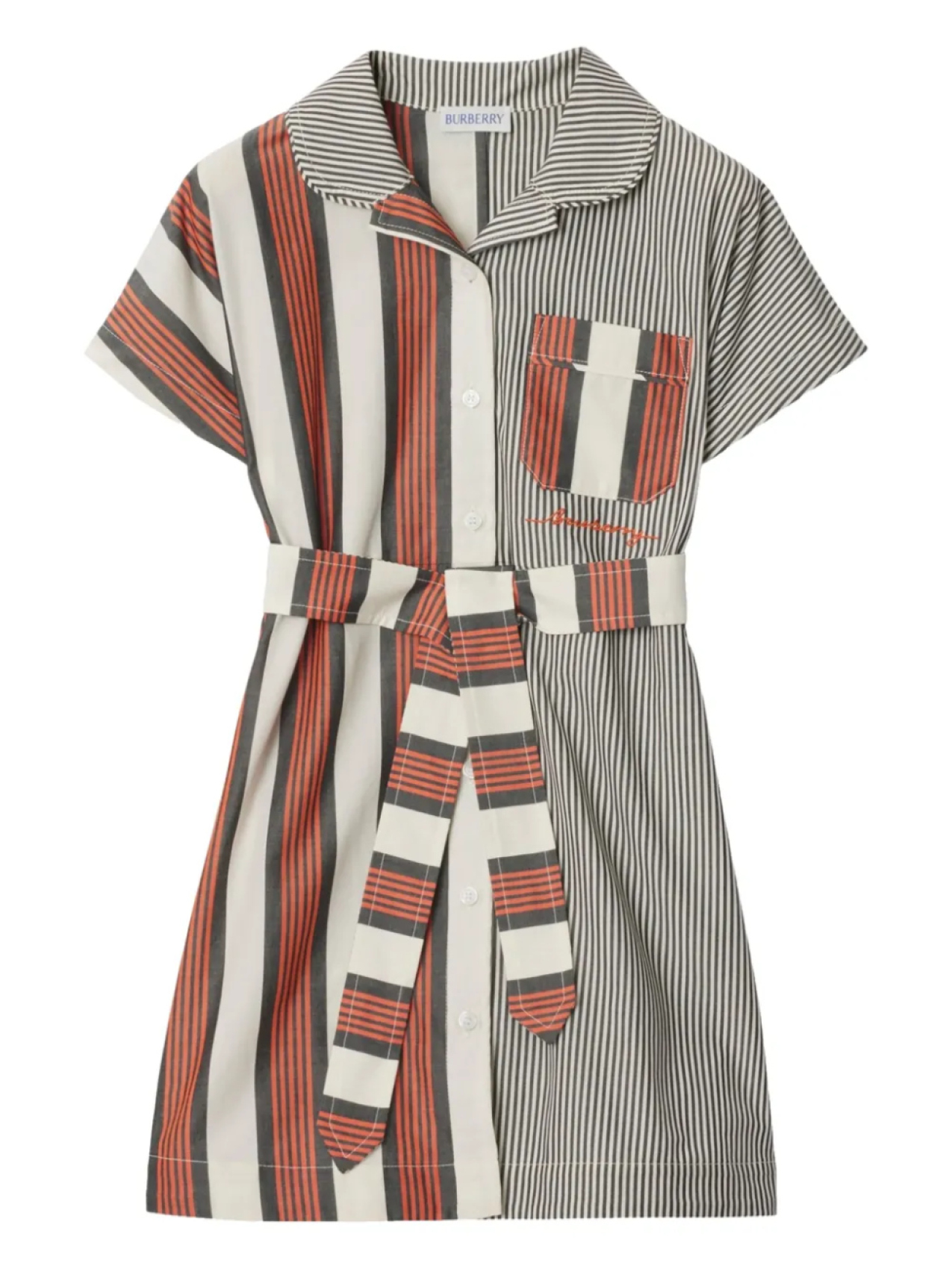 

Платье-рубашка из хлопка в полоску Burberry Kids, белый