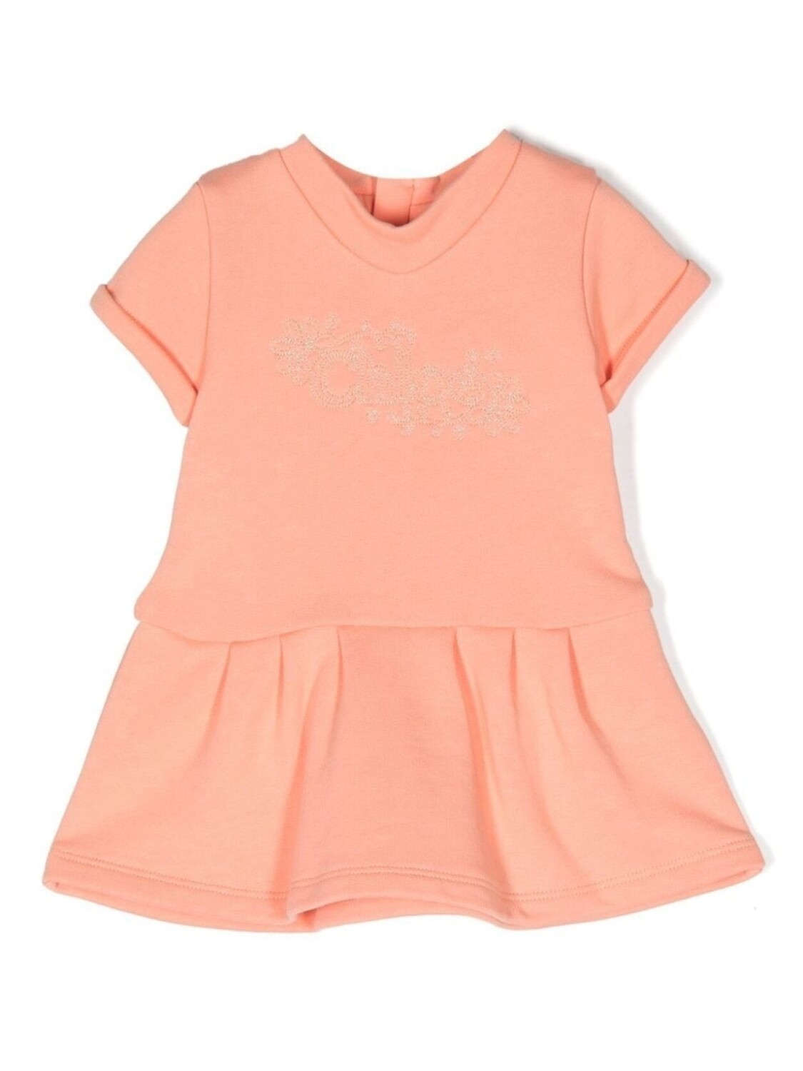

Chloé Kids платье-футболка с вышитым логотипом, розовый