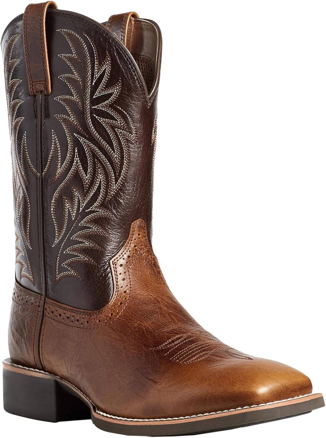 

Мужские ковбойские сапоги, классические западные сапоги с круглым носком, модные вышитые противоскользящие деревенские ботинки Junqiako, темно-коричневый