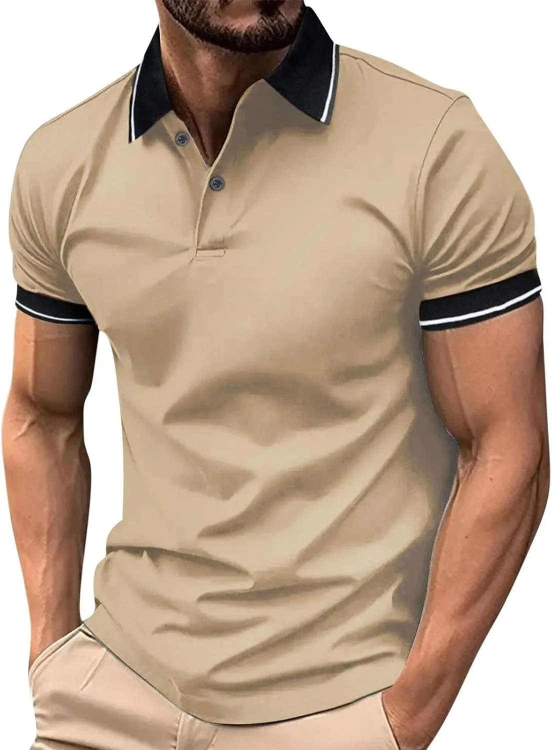 

Футболка мужская Casual Short Sleeve Button Lapel OSFVNOXV