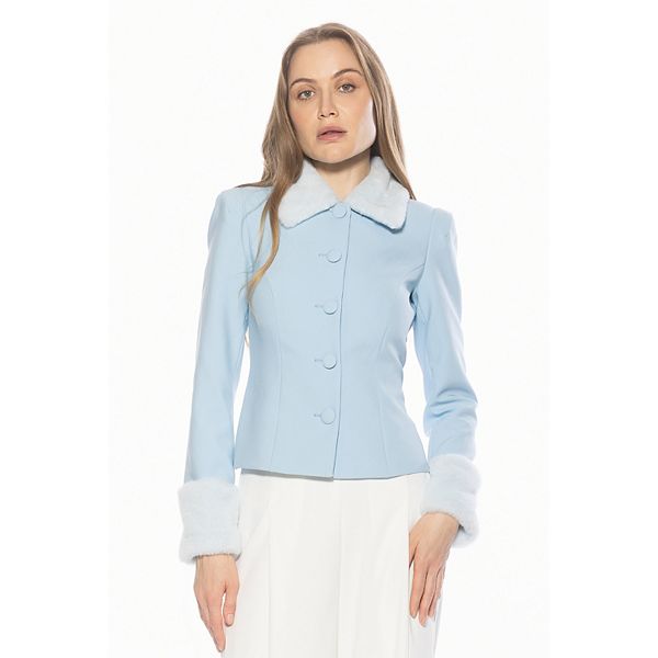 

Женская куртка с воротником и манжетами из искусственного меха Alexia Admor, Halogen Blue