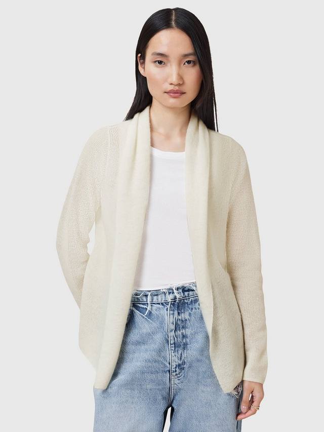 

Полушерстяной кардиган laina с открытым вырезом AllSaints, цвет White Natural