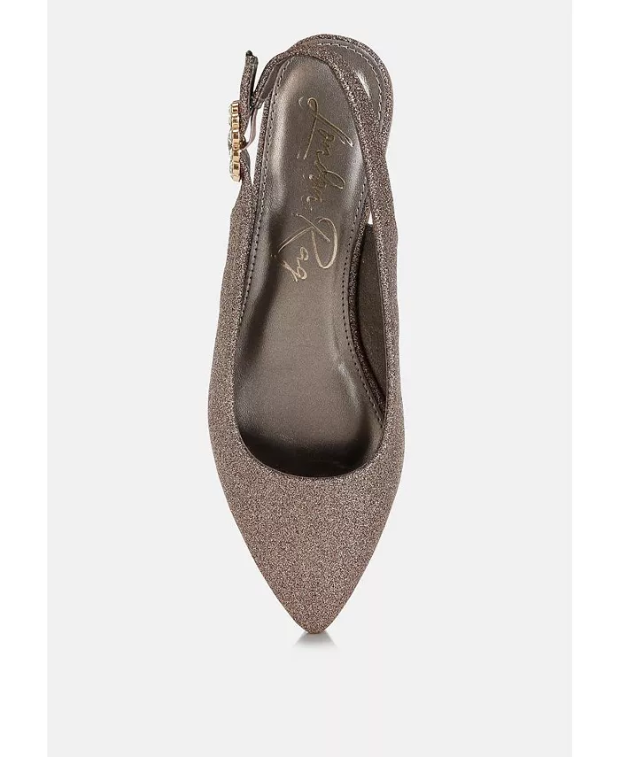 Giora Glitter Slingback Туфли на плоской подошве женские босоножки London Rag, коричневый — фото 4