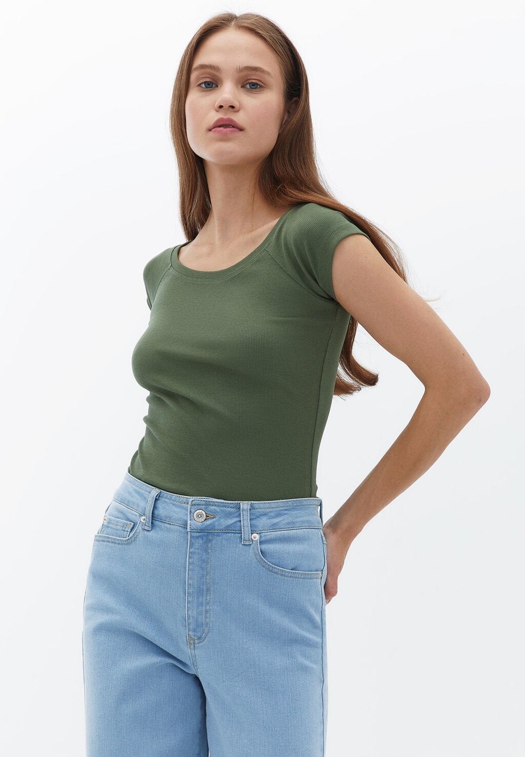 

Футболка базовая BOAT NECK OXXO, цвет bronze green