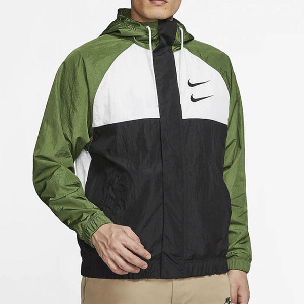 Куртка sportswear swoosh windproof sports woven jacket green Nike, зеленый — фото 3