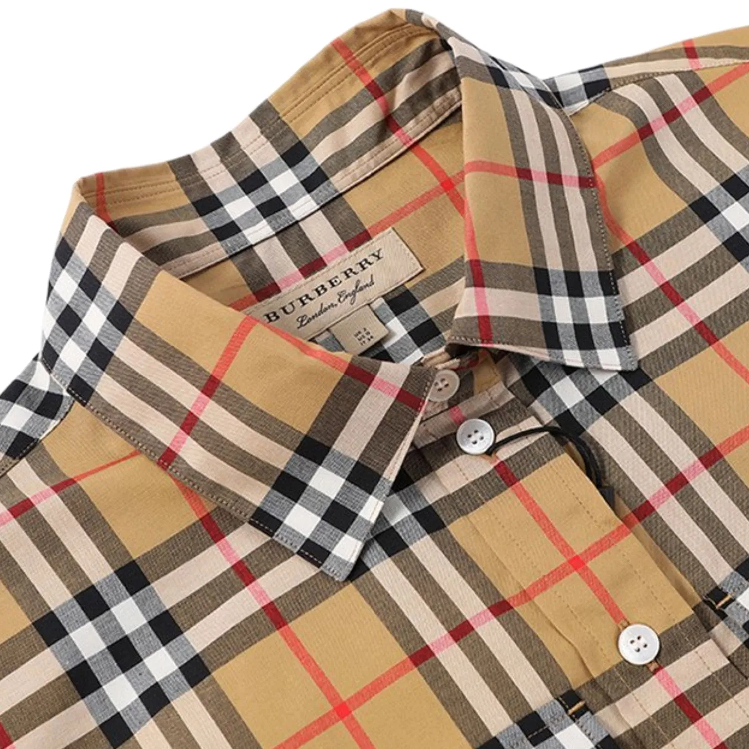 Рубашка женская Burberry Khaki с отложным воротником, хлопковая, цвет хаки — фото 4