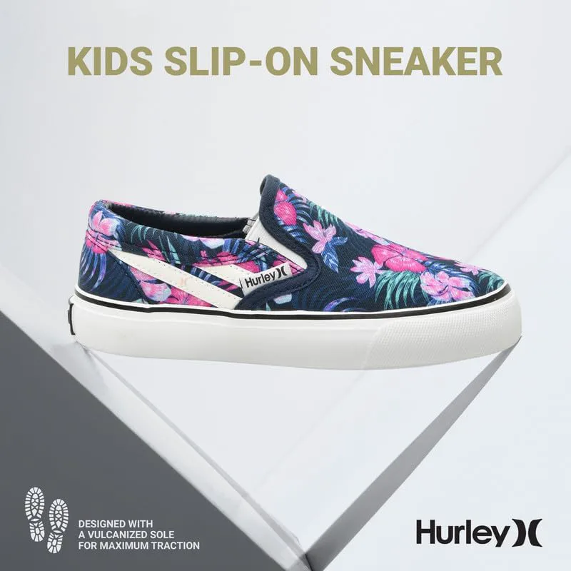 

Детские слипоны Hurley из холщовой ткани для скейтбординга для мальчиков и девочек - легкие низкие кроссовки для скейтбординга для детей, черный