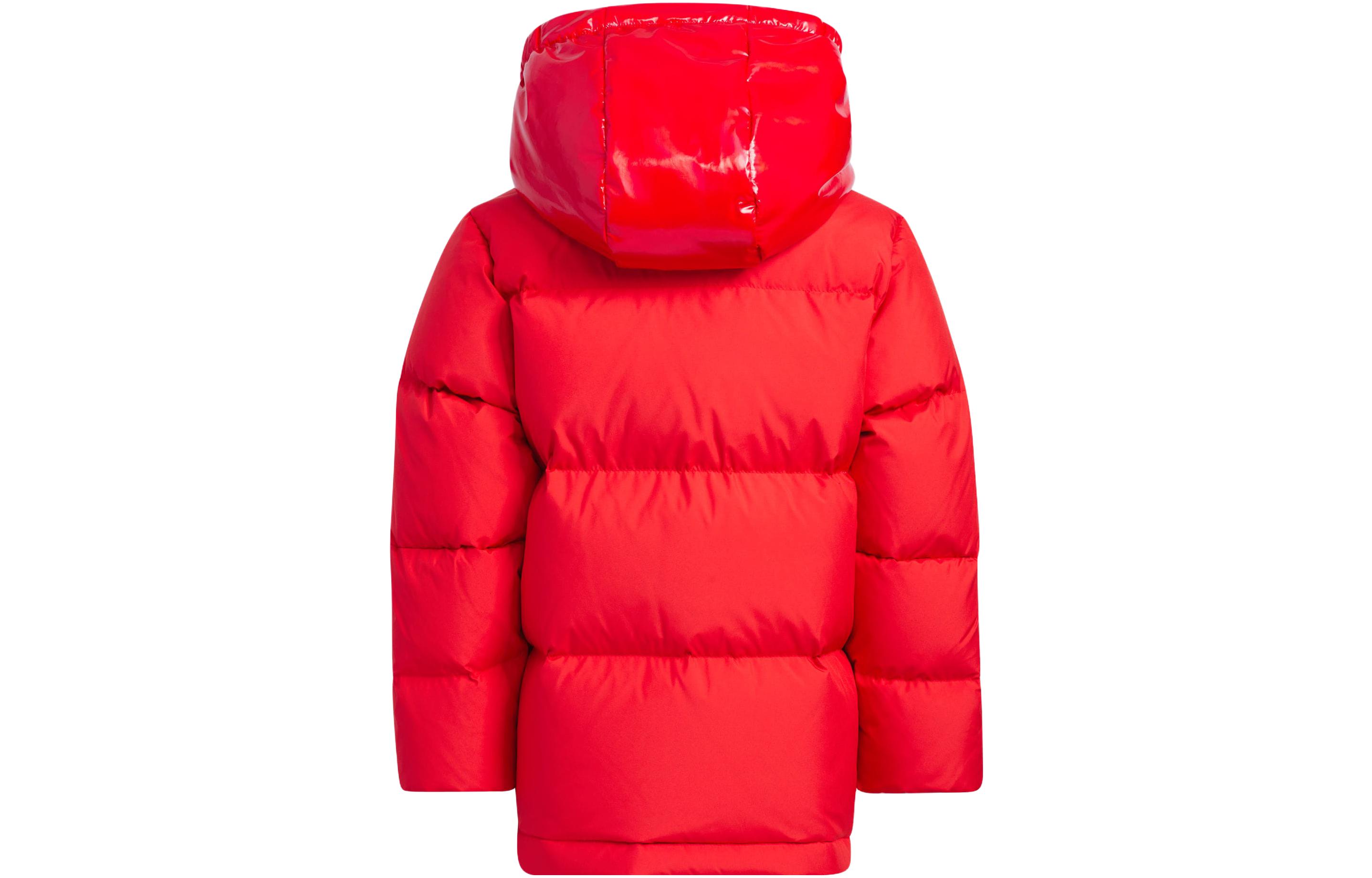 Детская пуховая куртка с капюшоном, средней жесткости Adidas, светлый scarlet — фото 4