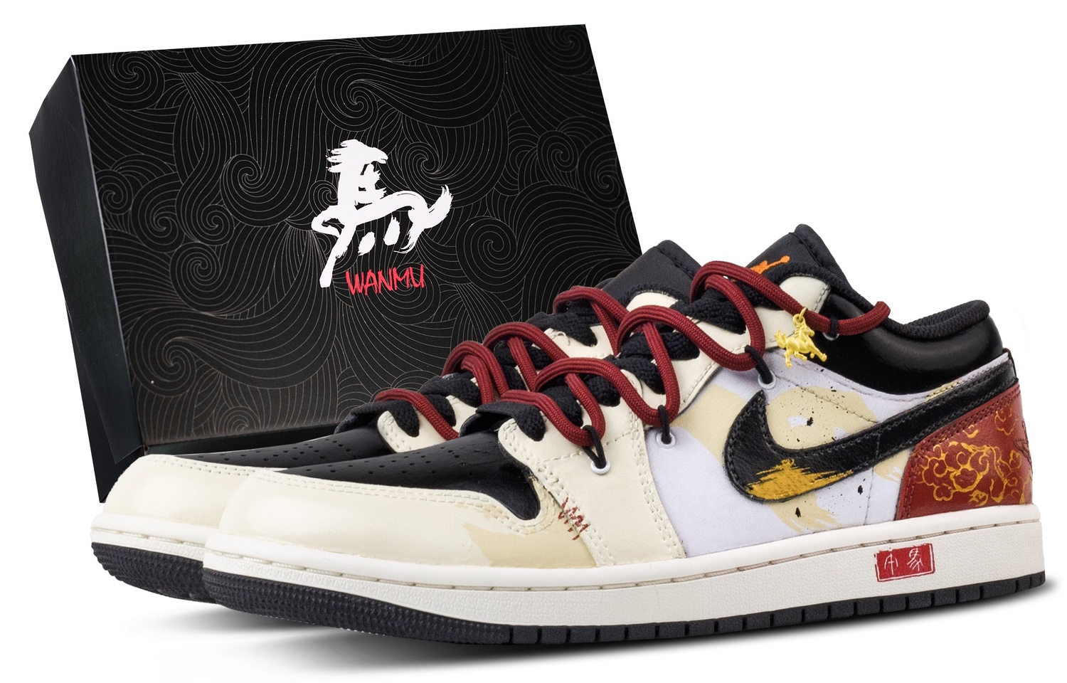 

Jordan Air 1 Soar To Success, Box, устойчивые к истиранию низкие баскетбольные кроссовки Unisex в винтажном стиле, бежево-красные