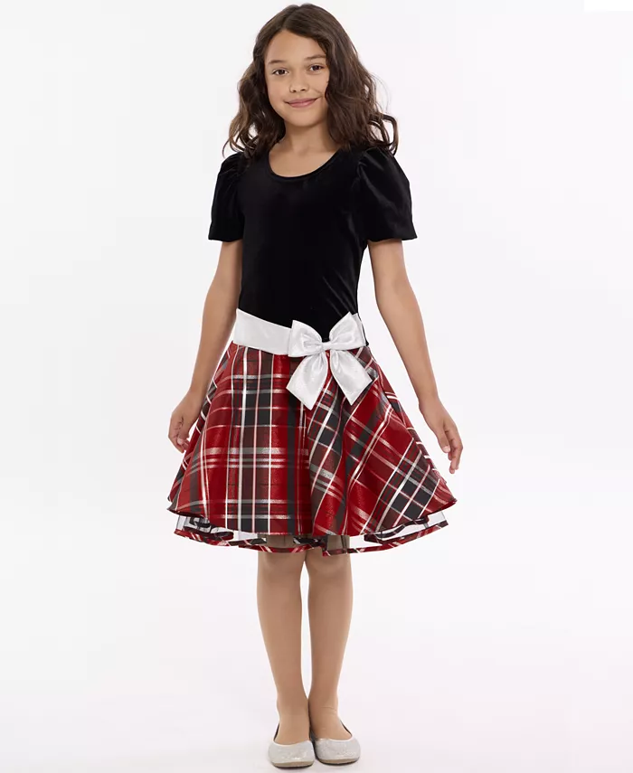 

Детское платье-хипстер в клетку с короткими рукавами для девочек 7-16 лет Bonnie Jean, мультиколор