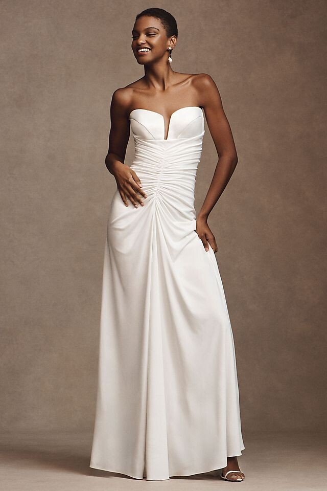 

Свадебное платье-бюстье Bhldn Simone без бретелек со рюшами, слоновая кость, Бежевый, Свадебное платье-бюстье Bhldn Simone без бретелек со рюшами, слоновая кость