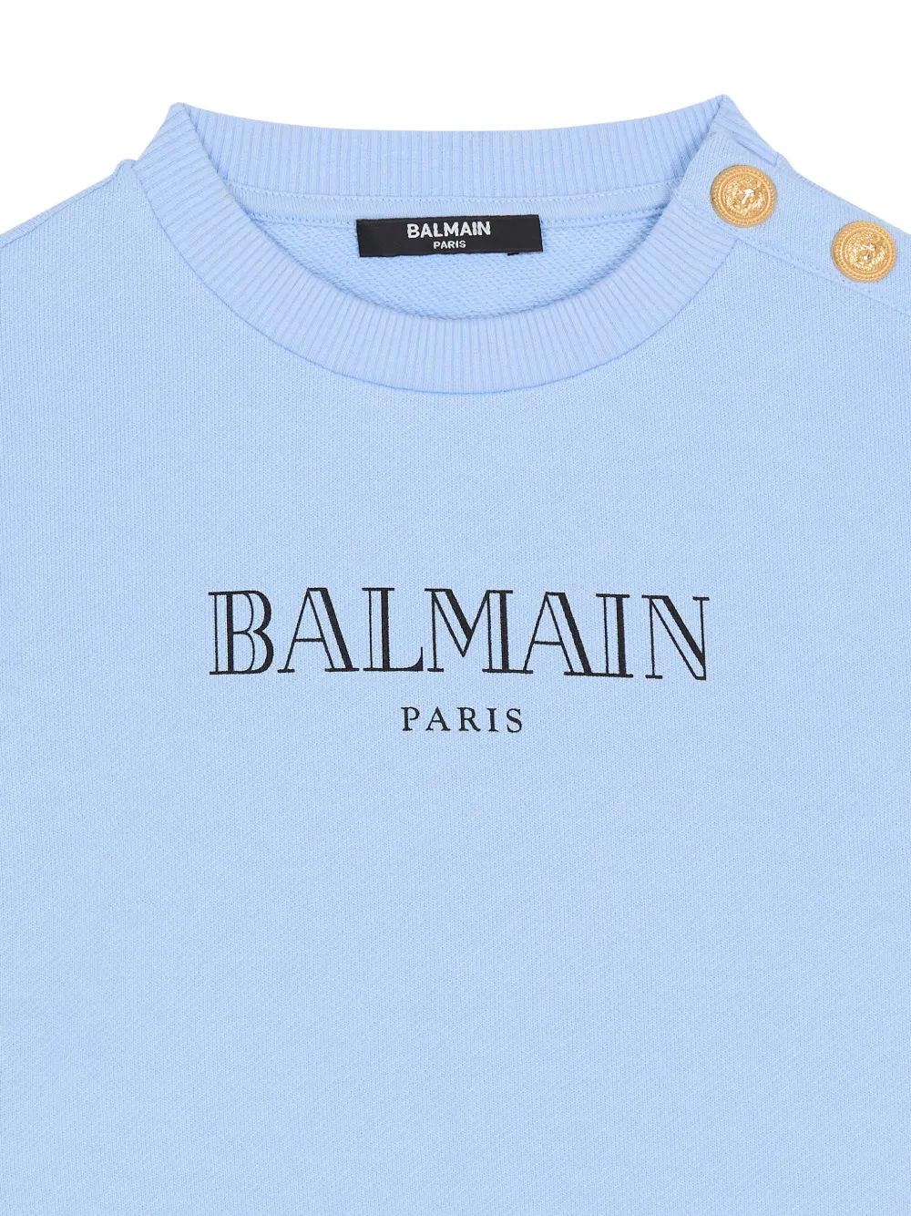Свитшот с принтом на пуговицах Balmain Kids, синий — фото 3
