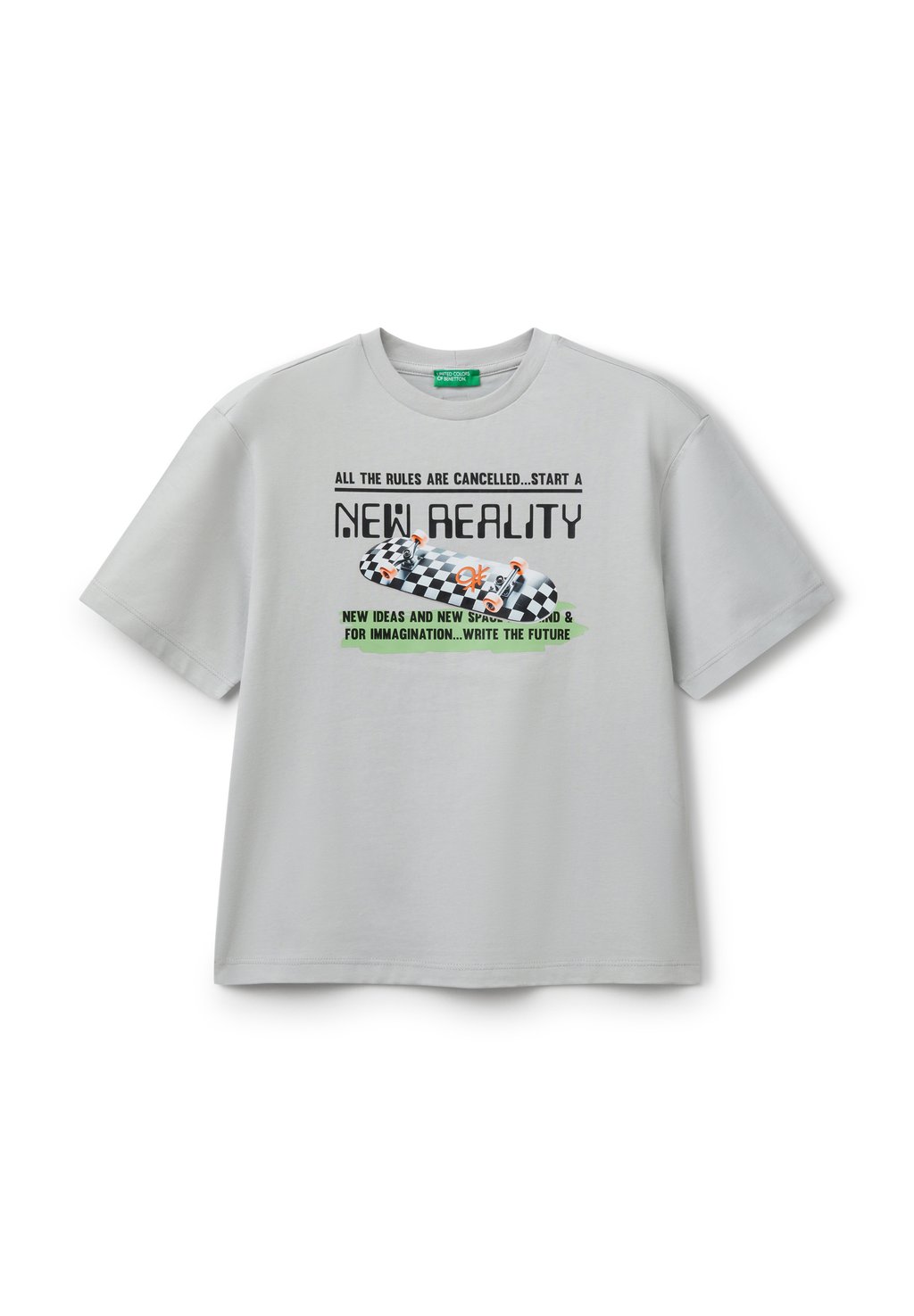 

Футболка с принтом WITH FRONT United Colors of Benetton, серый