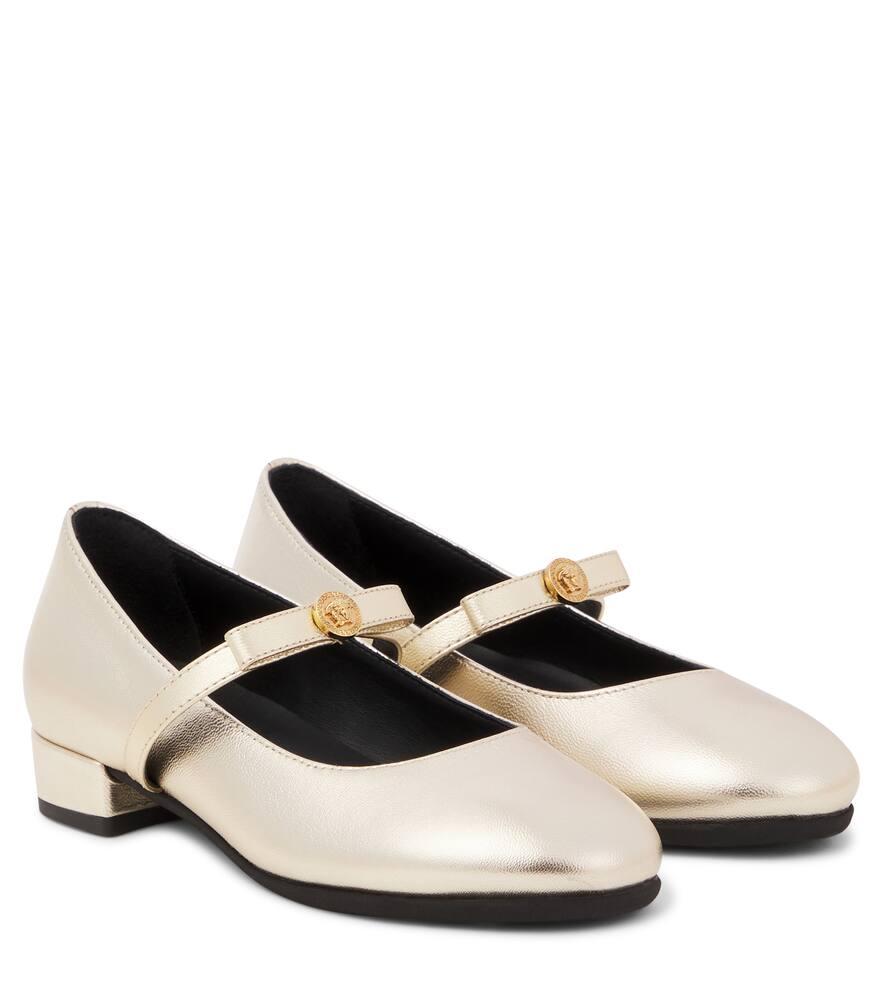 

Кожаные балетки Versace Kids, Platinum-Versace Gold
