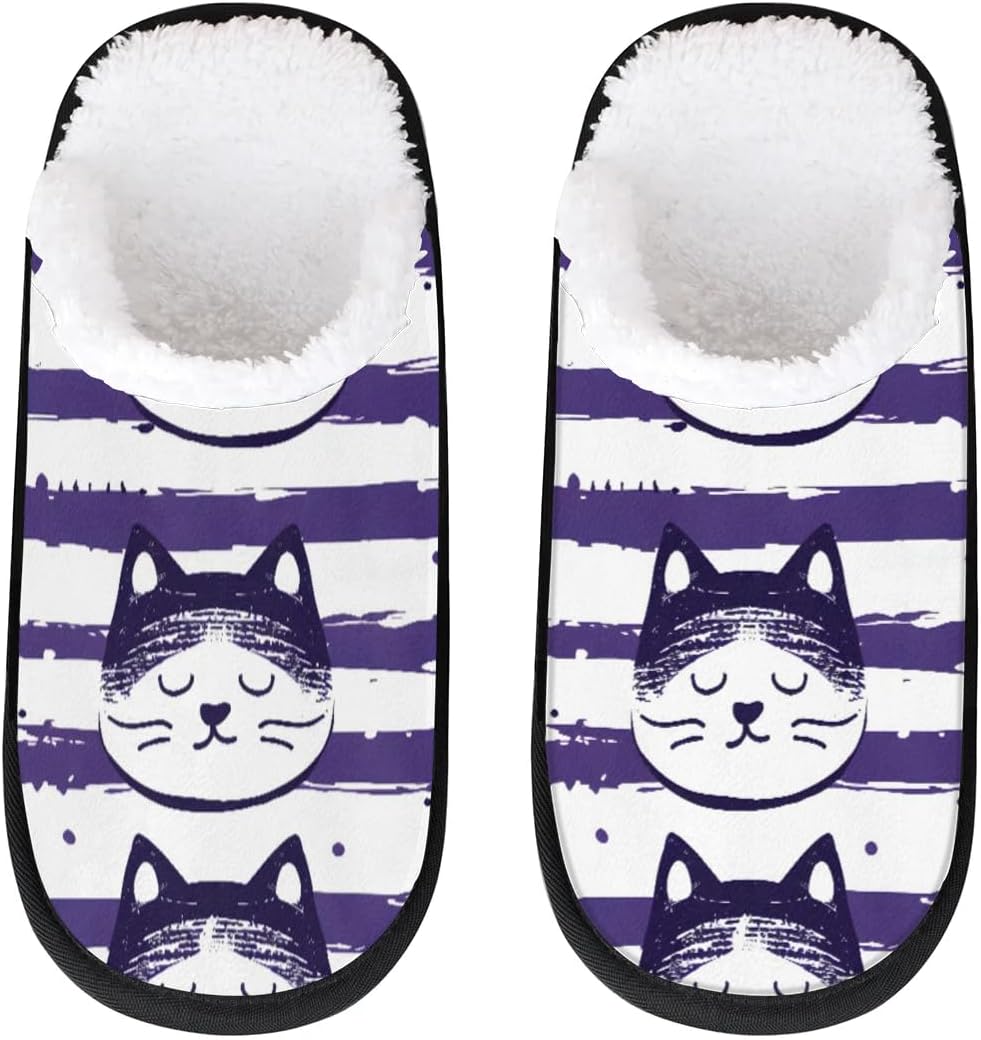 

Тапочки Gublec для женщин и мужчин, уютные с нескользящей подошвой, для дома, теплые плюшевые тапочки для дома, спальни и путешествий, Cats Stripes