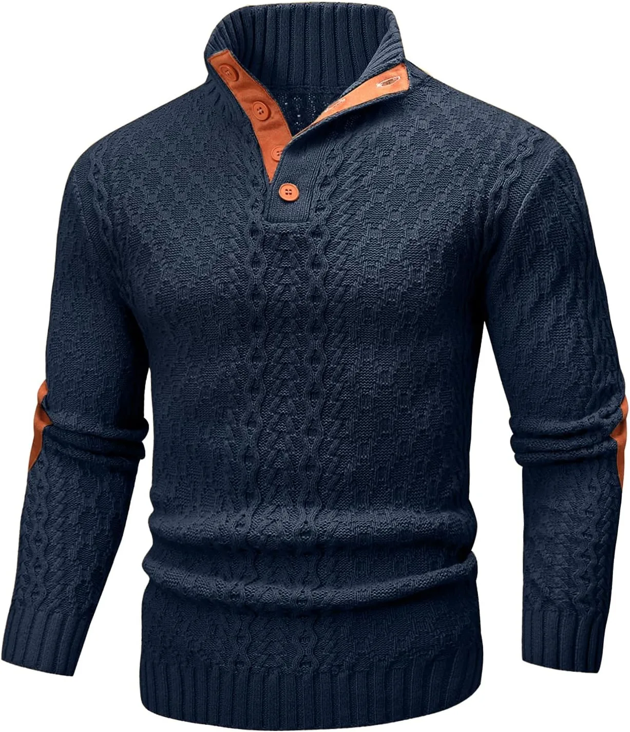 

Мужской кабельный пуловер с длинными рукавами и отложным воротником Wizoat