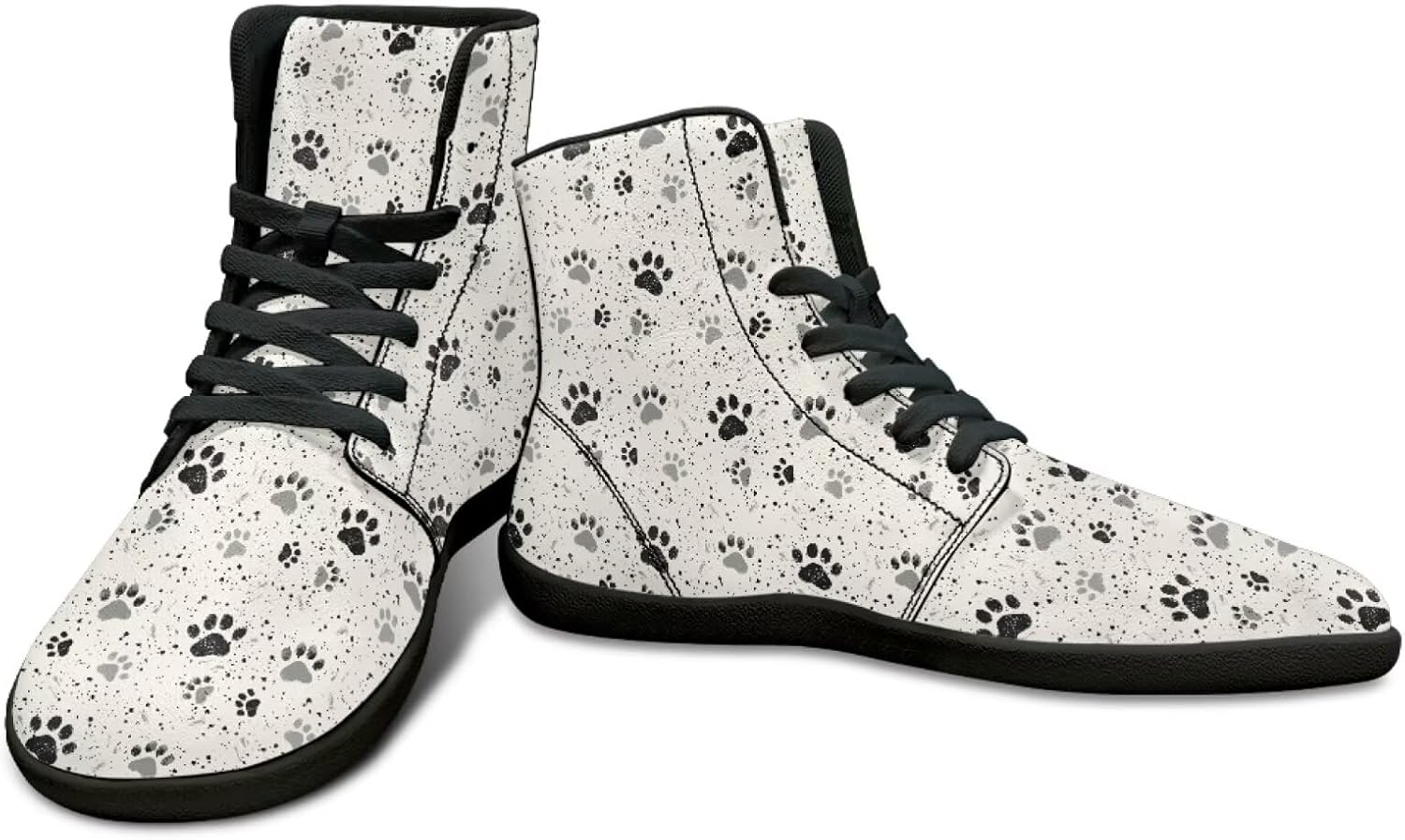 

Высокие кроссовки без подъема пятки с принтом лап собак - беговые кроссовки из искусственной кожи, мужские многоцветные повседневные спортивные кроссовки Watdotory, Black Dog Paws Print