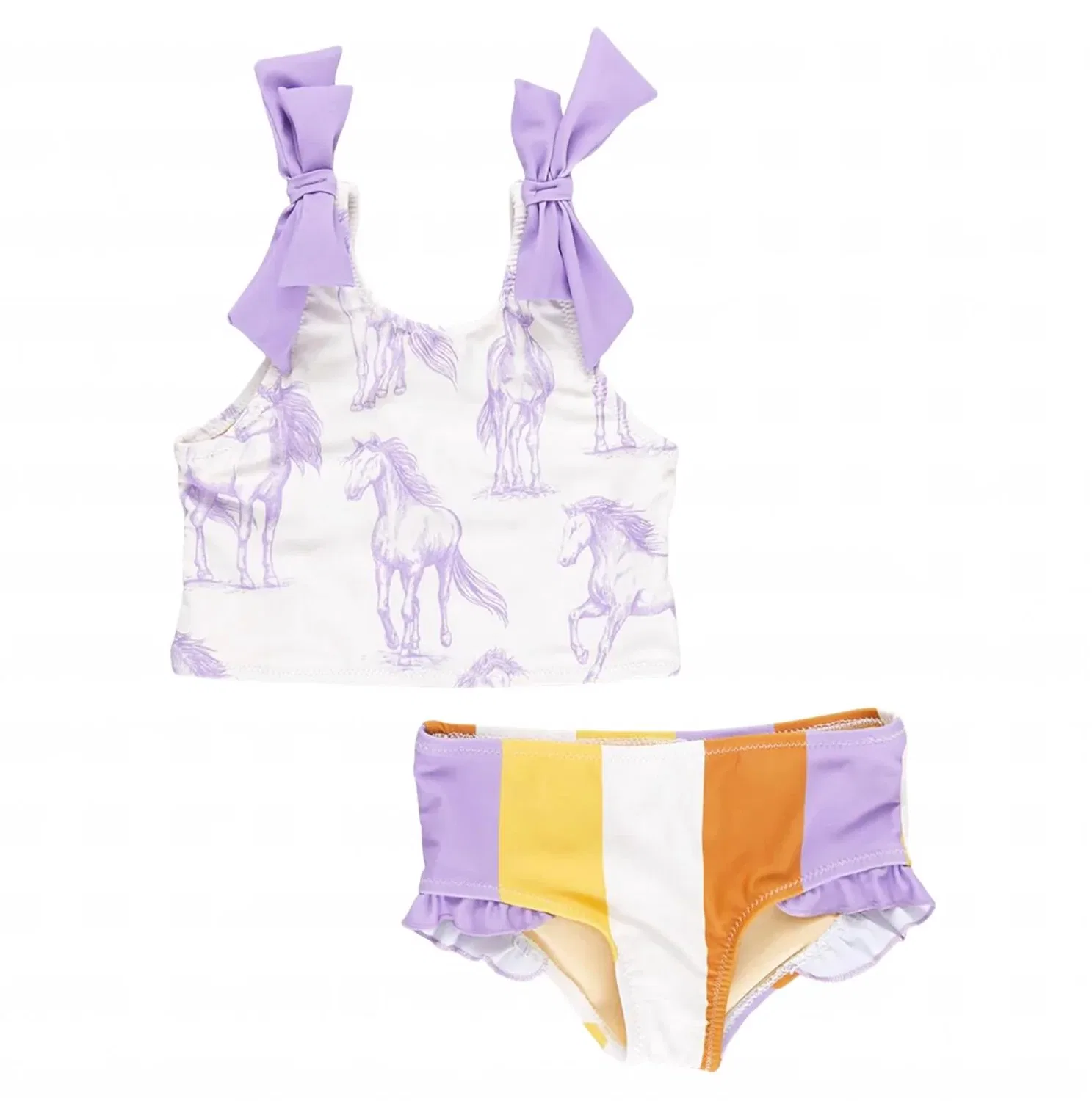 Pink Chicken Girl's Horses Tankini In Lavender