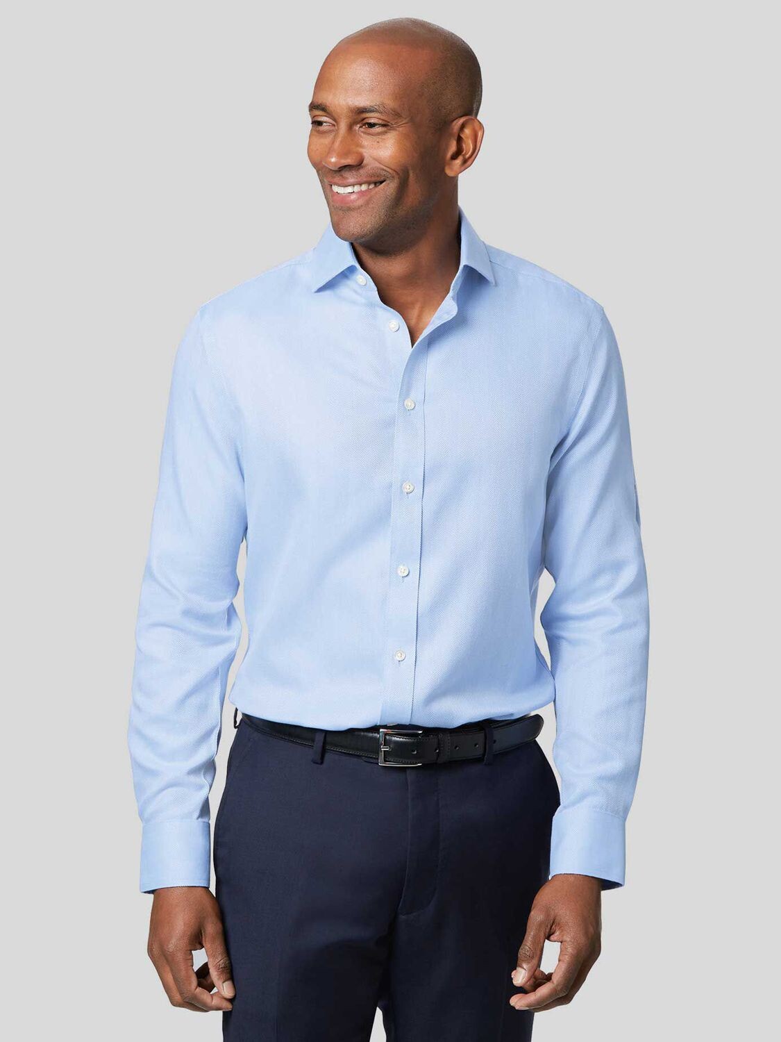 

Рубашка Charles Tyrwhitt с вырезом и воротником-елочкой, небесно-голубая