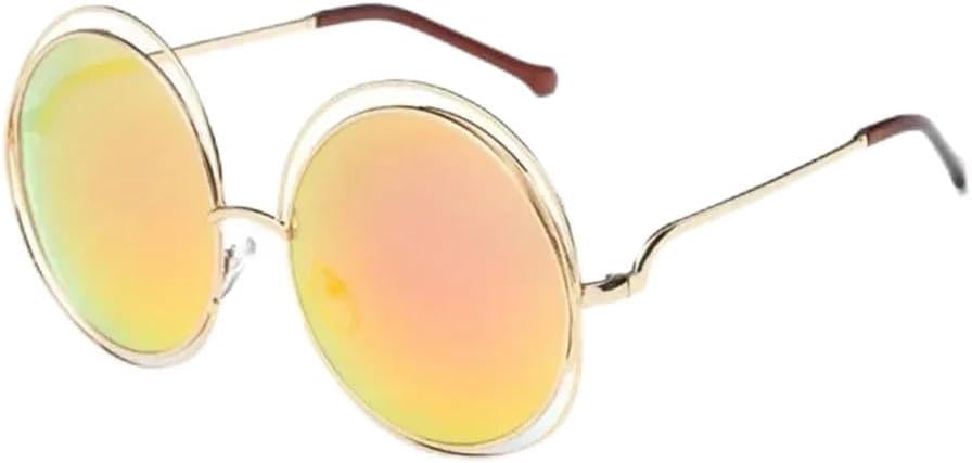 

Винтажные круглые солнцезащитные очки большого размера с крупными линзами и зеркальным покрытием для женщин, в металлической оправе, стильные женские солнцезащитные очки KTUCN, 7-gold-red