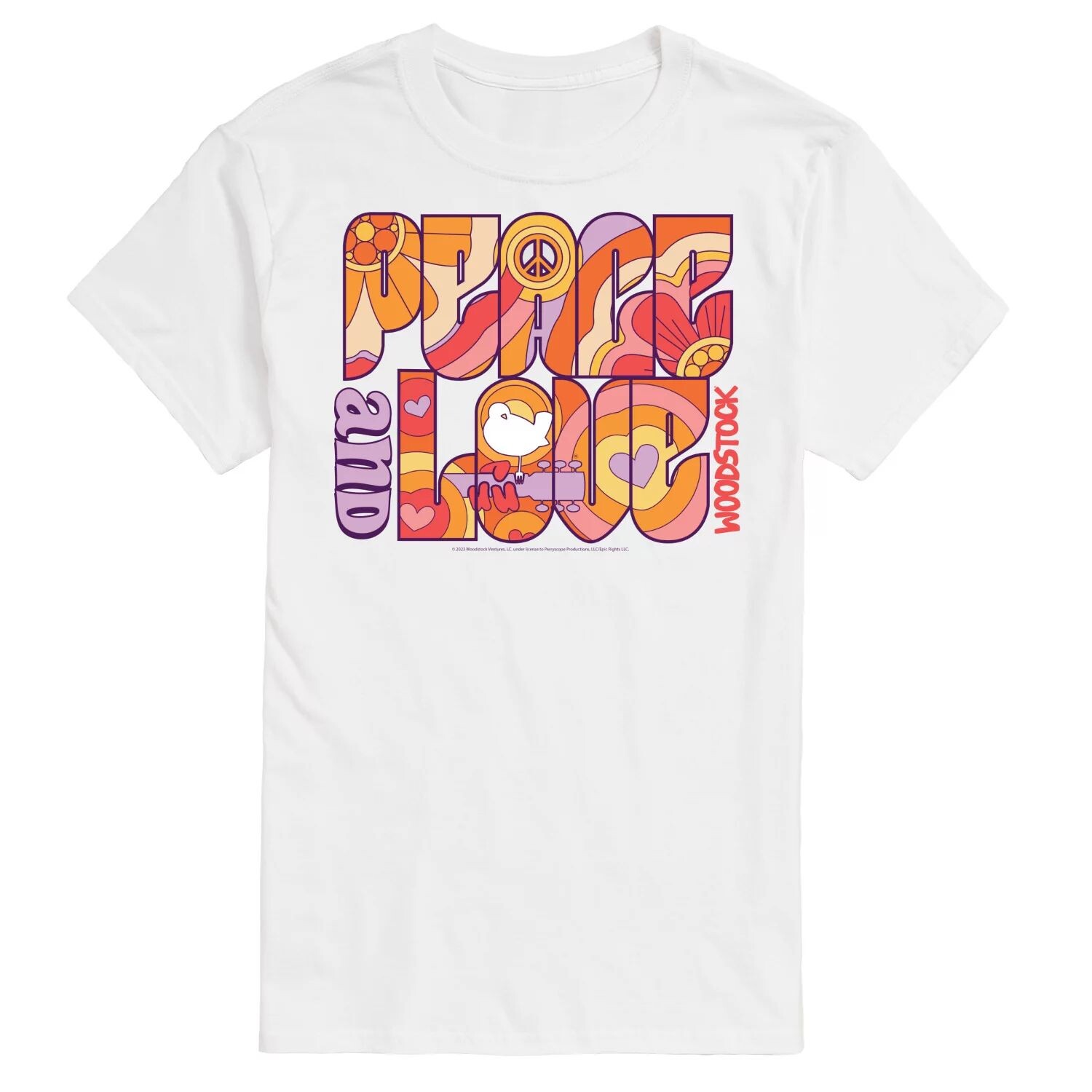 

Футболка Big & Tall Woodstock с рисунком "Peace And Love" Licensed Character, белый