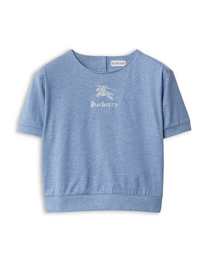 

Хлопковая футболка с вышивкой для девочек Burberry — Little Kid, Big Kid, синий
